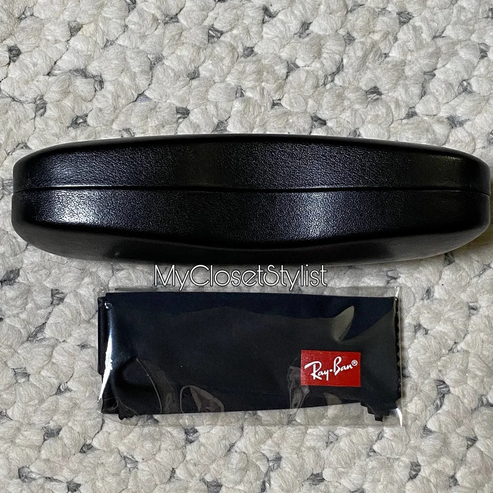 RAY-BAN Black Sunglasses Case + Cleaning Cloth NEW & Authentic